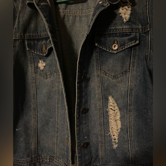 Highway jeans premium denim jacket - womens xl - distressed dark denim - Picture 2 of 6